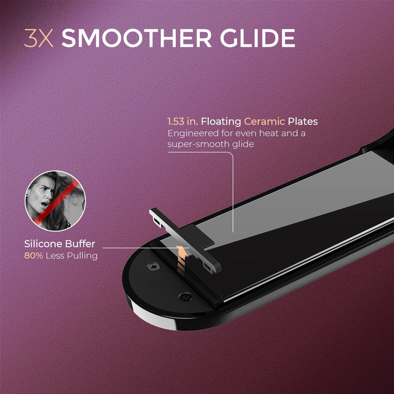 TYMO FLIPRO 2-in-1 Hair Straightener Brush & Flat Iron with 200M Negative Ions, Dual Voltage Anti-Scald Hot Comb, Frizz-Free Smooth & Shiny Hair, Less Heat Damage, Multi-Purpose Styler, Black