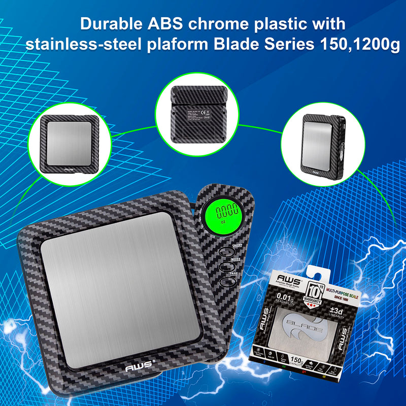 American Weigh Scales Blade Series (Black) Limited Edition Carbonfiber Digital Pocket Scale Carbon Fiber150 Gx 0.01 G