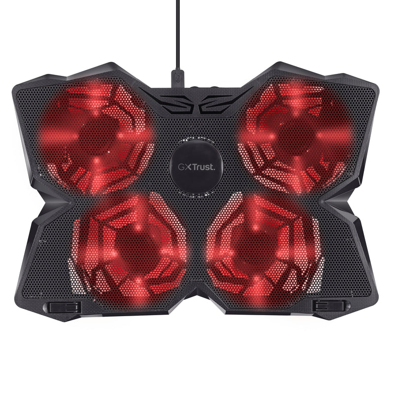 Trust Gaming GXT 278 Yozu Laptop Cooling Stand, Cooler for 17.3 inch Laptops, Height Adjustable Stand, 4 Illuminated Fans, Adjustable Fan Speed - Black