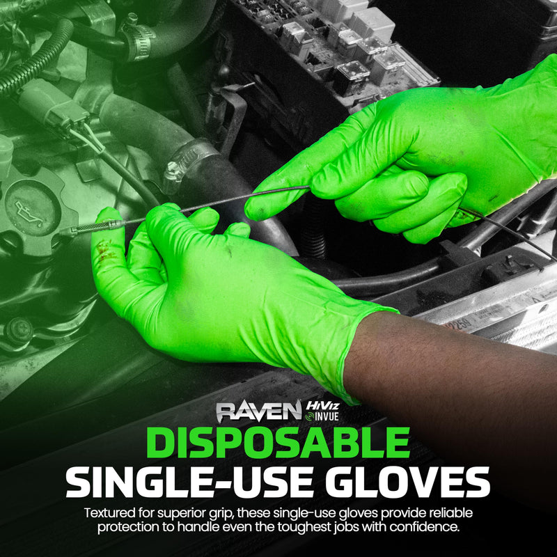 SAS Safety 66554 Derma-VUE Powder-Free Exam Grade 6 Mil Nitrile Gloves, 2X-Large, Neon Green