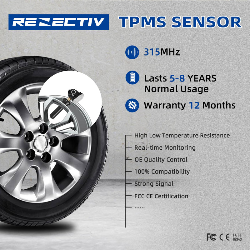 TPMS Sensor,315MHz Tire Pressure monitoring sensors compatible with Ford F150 Ecosport Mustang Escape Explorer, Lincoln MKC MKX MKZ Navigator Replace# F2GT1A180AB F2GT1A150AB F2GZ1A189A ,set of 4 4 PCS