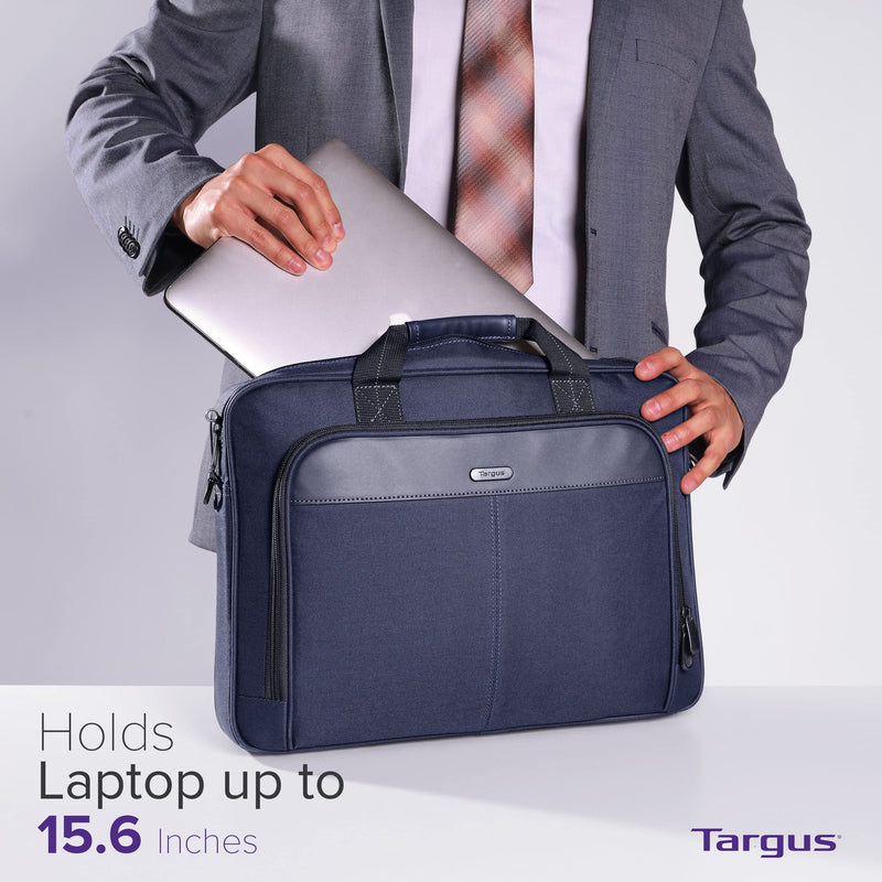 Targus 15-16 Inch Classic Slim Ergonomic Briefcase and Messenger Bag for 16" Laptops and Under (TCT027US) 16 inch Blue