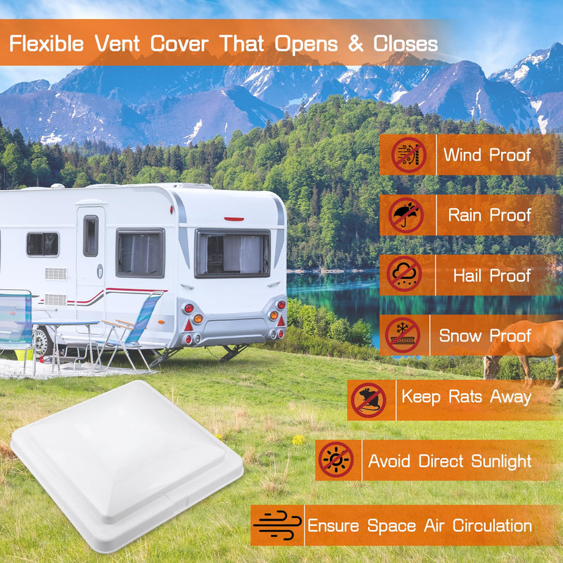 RV Vent Cover 14" Roof Vent Lid for Universal RV, Trailer, Camper, Motorhome Roof Replacement Ceiling Vent Covers, Plastic Square Skylight Cover Liftable, 1 Pack White