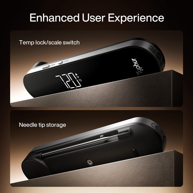 Typhur InstaProbe Core 0.5 Sec Instant Read Meat Thermometer Digital with Readable Display in Sunlight for Cooking, Professional Thermometer with IP67 Waterproof for Grill, BBQ, Cooking, Smoker Charcoal