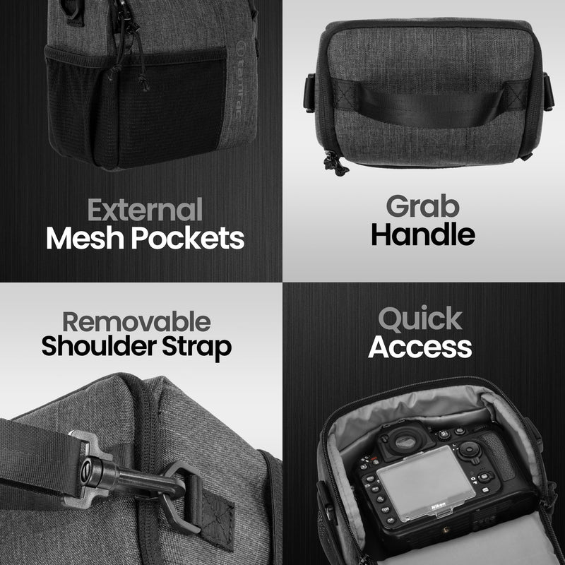 Tamrac Tradewind 3.6 Camera Bag for Photographers, Camera Case for Photography Accessories, Compact Camera Shoulder Bag for DSLR and Mirrorless Cameras, Crossbody Camera Bag for Women Men – Dark Grey