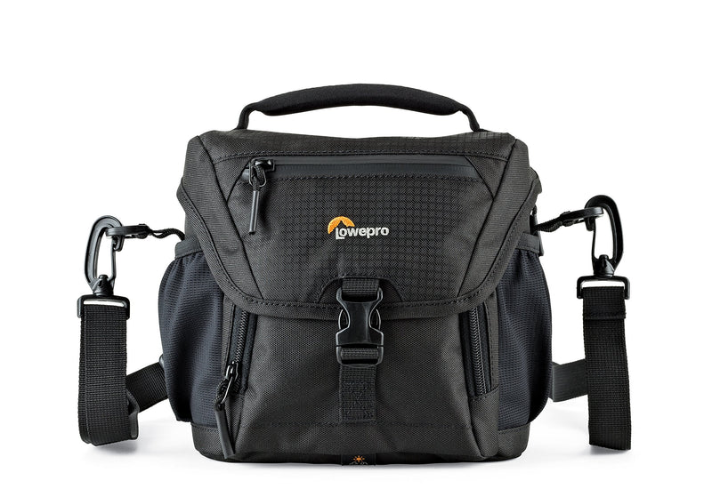 Lowepro LP37117, Nova 140AW II Camera Bag, Customizable, Portable, Fits Mirrorless with 17-85mm Attached Lens, Compact Drone, Flash, Black