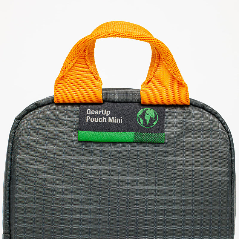 Lowepro GearUp Pouch Mini, Travel Essentials, Travel Case for Phone Cords, Cables, Adapters, USB Sticks, Smartphone Accessories, Made of Recycled Fabric, Grey