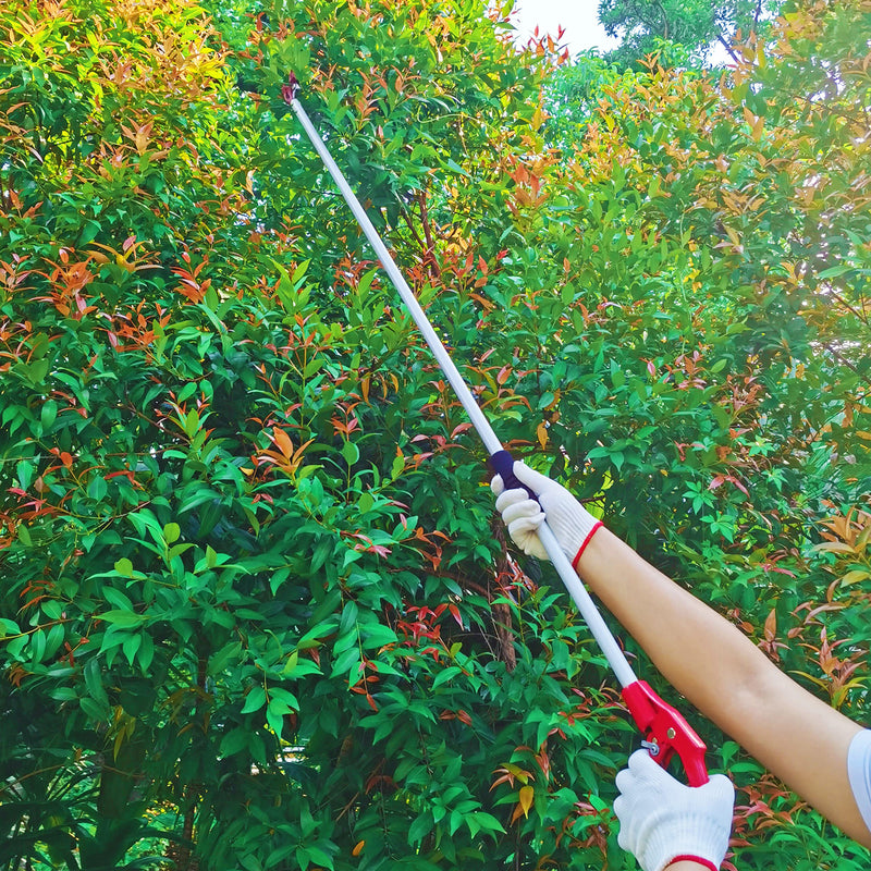 Tree Trimmer, 4 Foot Pole Pruner, Long Reach Pruning Shears, Cut and Hold Garden Clippers, Aluminum Lightweight Handle Fruit Picker, Branch Bypass Loppers
