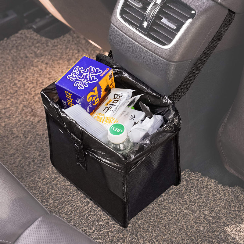 KMMOTORS Car Trash Can, Jopps, Car Trash Bag Hanging, Fordable Garbage Can, Front seat, Back seat, Vegan Leather, Collapsible (Jopps, Medium, Black)