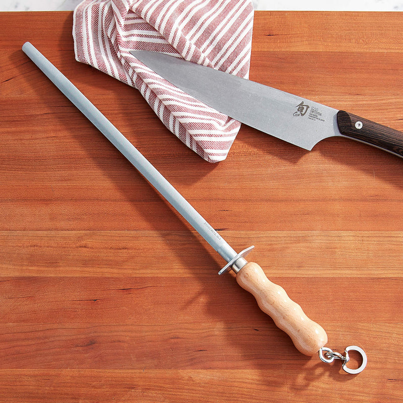 Victorinox Honing Steel 12-Inch Round Helical Cut, Light Wood Handle, Multicolor (40181)