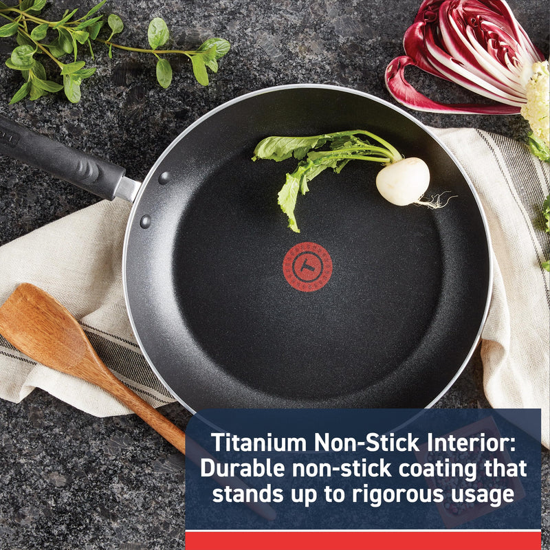 T-Fal Experience Nonstick Fry Pan 8 Inch, Induction Compatible, Oven Safe 400F, Cookware, Non Stick Frying Pan, Skillet, Cooking, Kitchen, Egg Pan, Pots and Pans, Home, Dishwasher Safe, Black 8-Inch