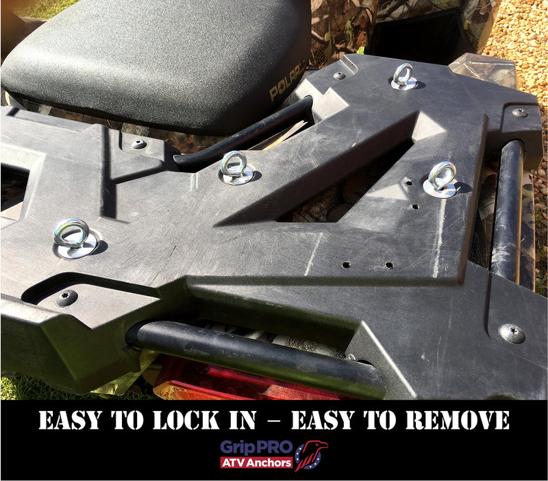 GripPRO ATV Anchors – 6 Pack Fits Polaris Lock & Ride Bed Holes on RZR & Sportsman with 1" Mounts – Secure Gear, Coolers, Tools – Compatible with 1000, 900, 850, 570 – Not for Ranger – US-Owned Brand