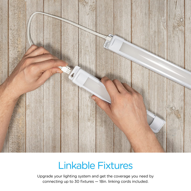 Enbrighten Premium Linkable Under Cabinet Fixture, 18in, LED, Linkable, 628 Lumens, 3000K Warm White, 38846-T1 18 Inch