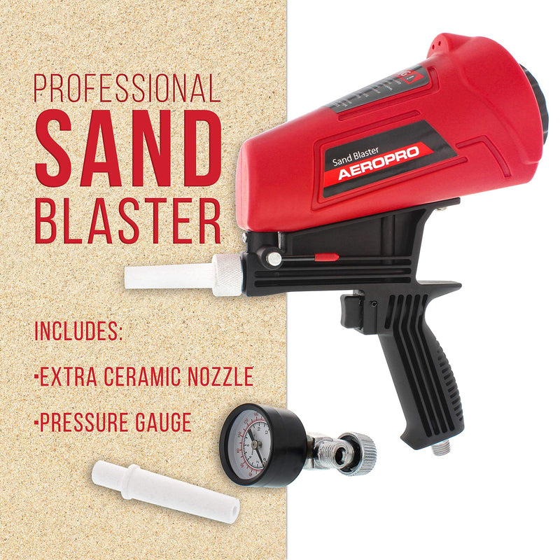 TCP Global Gravity Feed Sand Blaster Gun Kit - Portable Air Compressor Sandblaster, 2 Ceramic Nozzles & Regulator - Abrasive Media & Soda Blaster - Rust, Metal, Wood & Paint Removal Gravity Feed Gun