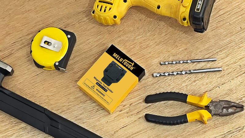 MELOTOUGH Magnetic Tool Holder Strong Magnetic Belt Clip for Screws,Nails,Wrench,Hammer,Pliers,Screwdriver,Trowel,Sockets - Fits Up to 2.7" Belt (Black)