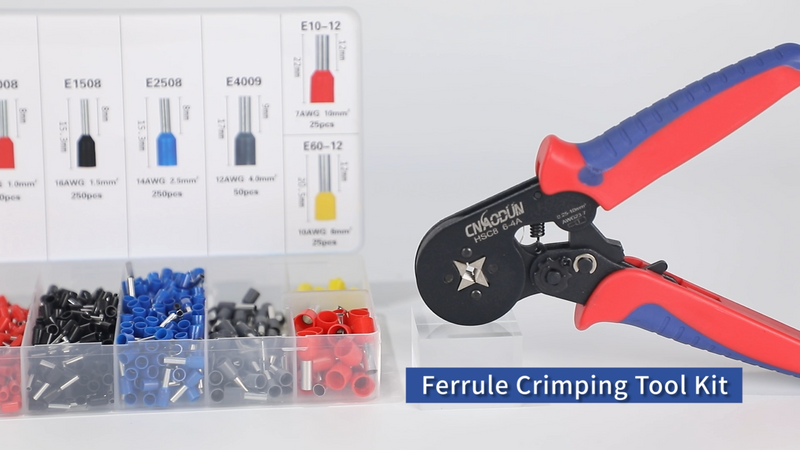 Ferrule Crimping Tool Kit, CNAODUN for AWG 23-7 with 1900PCS Wire Ferrules Terminals Self-Adjustable Ratchet Wire Ferrule Crimper Ferrule Crimping 6-4A
