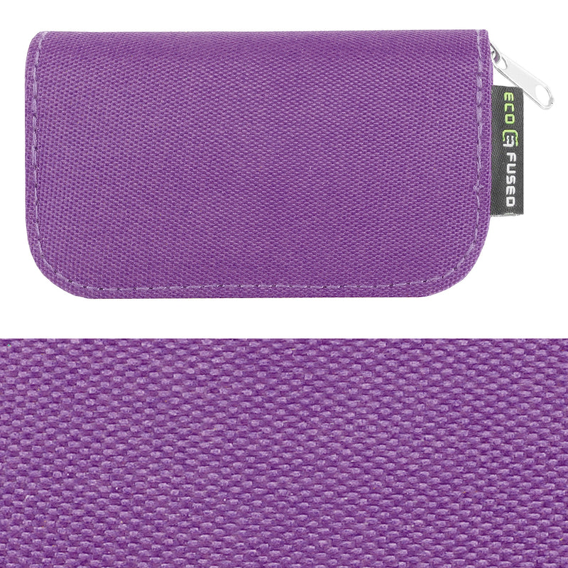 Eco-Fused Memory Card Case - Fits up to 22x SD, SDHC, Micro SD, Mini SD and 4X CF - Holder with 22 Slots (Purple) Purple