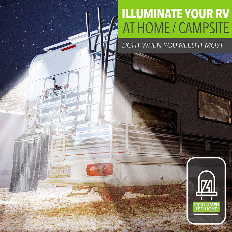 Leisure LED RV Exterior Flood Porch Utility Light - White 12v 1100 Lumen Lighting Fixture Replacement Lighting for Weekend Warrior RVs, Trailers, Campers, 5th Wheels (White)