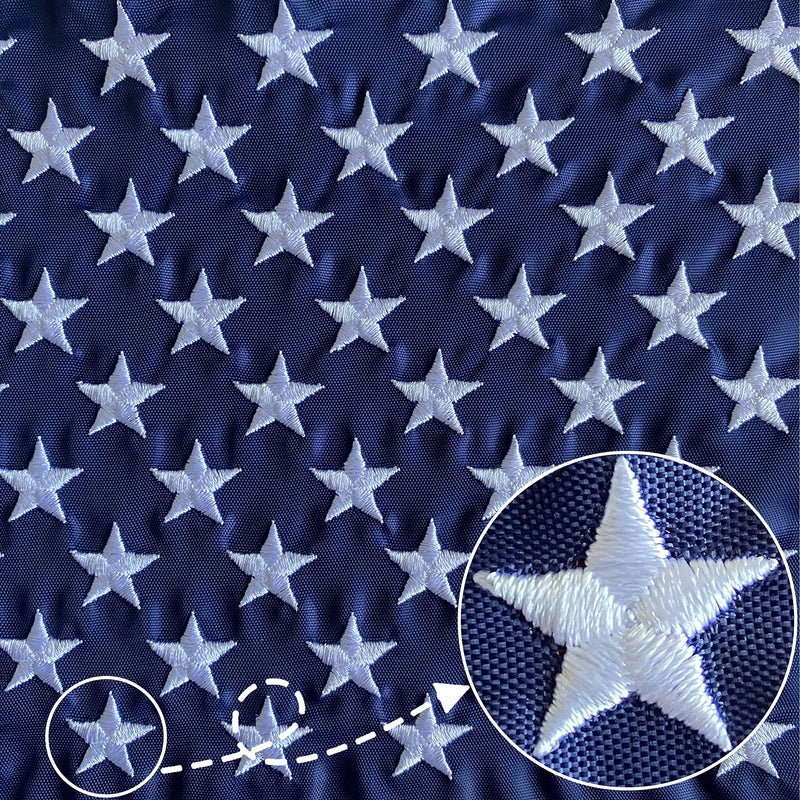 Embroidered Stars American Boat Flag 12.5 x 18 Inch - Heavy Duty Nylon Sewn Stripes US Pontoon Boat Marine Flags Banner with 2 Brass Grommets UV Fade Resistant US Boat Flag