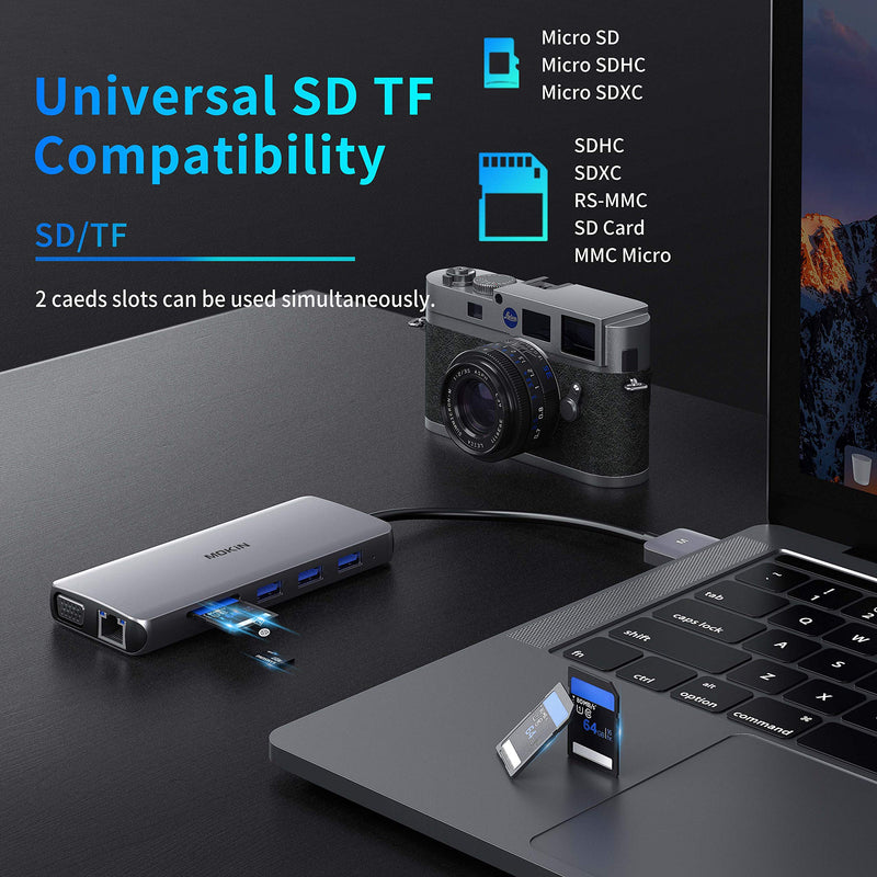 MacBook Pro Docking Station Dual Monitor HDMI Adapter,12 in 1 USB C Adapters for MacBook Pro Air Mac HDMI Dock Dongle Dual USB C to DualHDMI VGA Ethernet AUX 4USB SD/TF100W PD