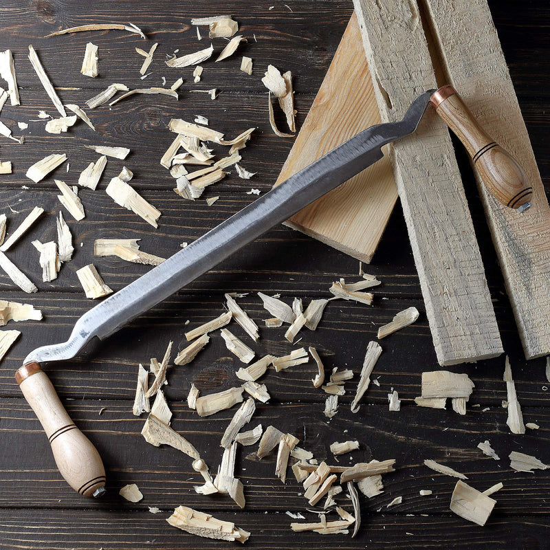 Draw-Knife. Straight Draw Shave with High Carbon Steel Large WORKABLE Blade - 9" inches. Hight Quality Wooden Handles - STAMESKY 9' INCH WORKABLE BLADE