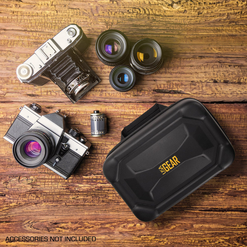 USA Gear Camera Storage Case (10 Inch) Semi Rigid Camera Carrying Case fits Canon Rebel T7, EOS R50, M50, Kodak Pixpro FZ55, Compact DSLR & Lenses - Customizable Dividers, Water Resistant Exterior