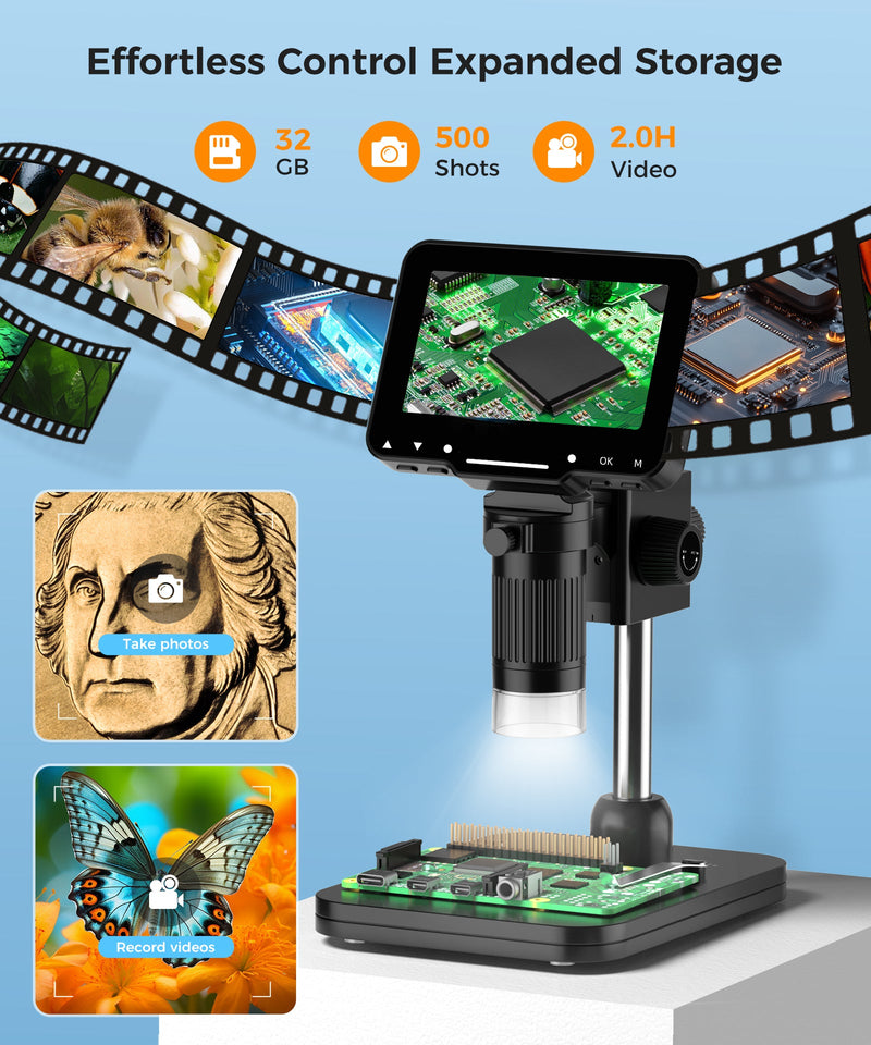 PalliPartners Digital Microscope for Coins with Light HD Screen Bright black