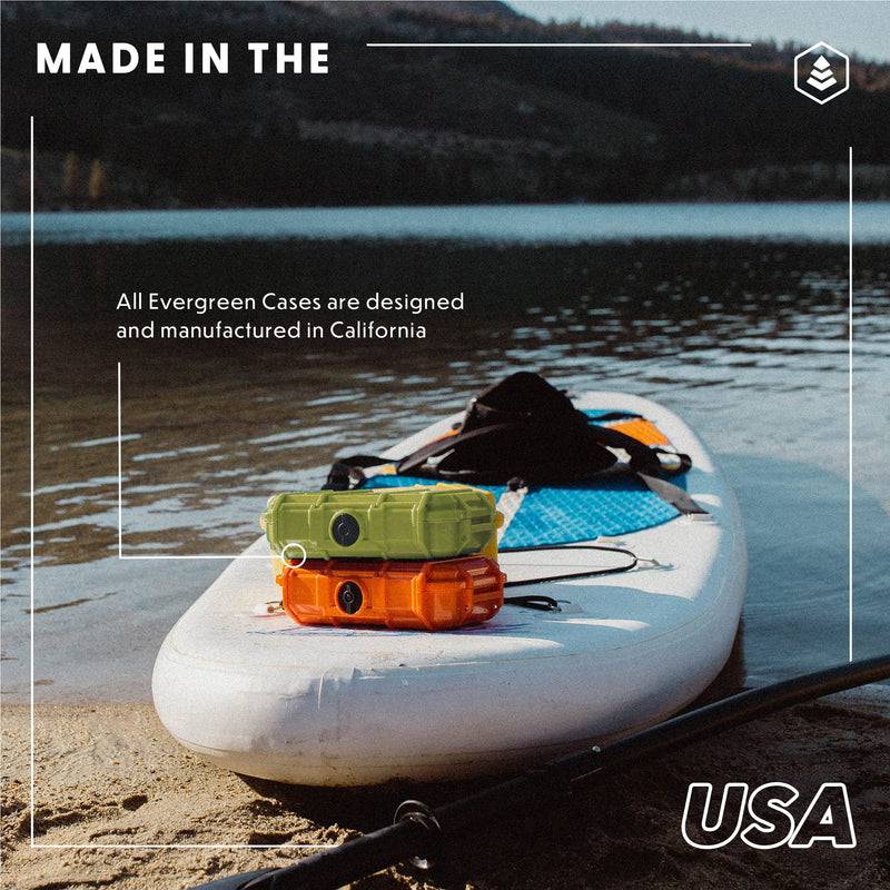 Evergreen 56 Dry Box - EDC Tough Protective Case USA Made for Organization of Cameras, Phones, Camping, Fishing, Hiking, Water Sports (Black, TOPO) TOPO, Black