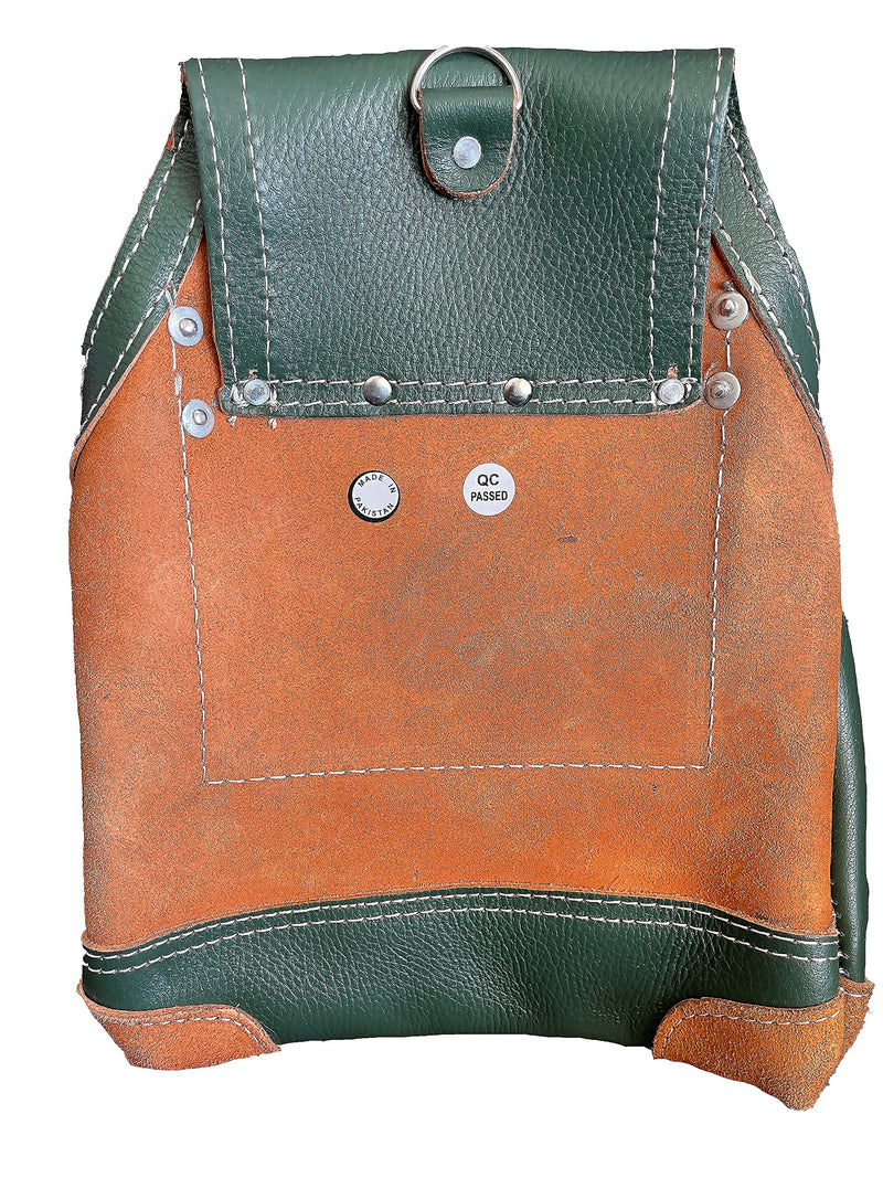 Heavy Duty Tool Pouch | Carpenters Tool Pouch 3250, Green, Top Grain, 10 Pockets, 2 Hammer Holders, Reinforced Seams | Made from Premium Natural Grain Leather for Superior Durability