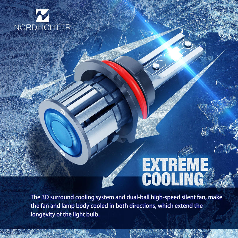9007 Bulbs, 600% Brighter 9007 Fog Light 6500K Xenon White Extremely Super Bright Plug & Play with Cooling Fan