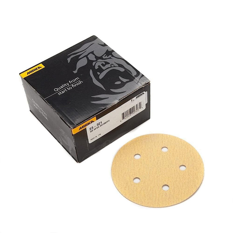 Mirka 23-321-150 5" 5-Hole 150 Grit Dustless Adhesive Sanding Discs - 100 Pack