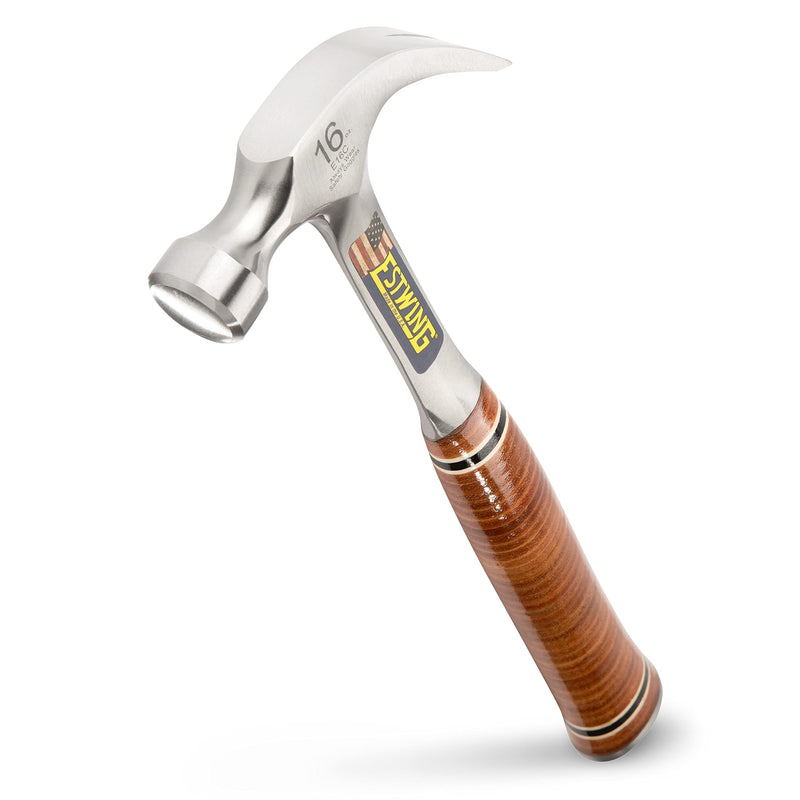ESTWING Hammer - 16 oz USA Made Curved Claw Hammer with Smooth Face & Genuine Leather Grip - E16C 16 oz (Ounces)