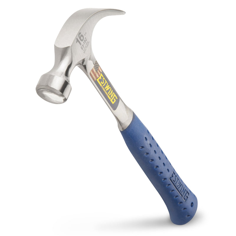 ESTWING Hammer - 16 oz USA Made Curved Claw Hammer with Smooth Face & Shock Reduction Grip - E3-16C 16 oz (Ounces)
