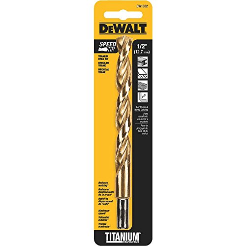 DEWALT DW1332 1/2-Inch Titanium Nitride 3/8-Inch Reduced Shank Split Point Twist Drill Bit Multi 1/2 Inch