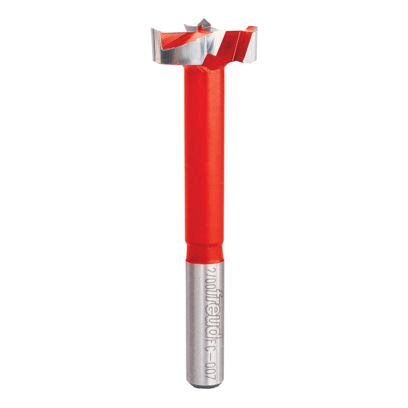Freud Carbide Forstner Drill Bit for Drilling Flat Bottom, Pocket & Overlapping Holes, Cleaner Cuts & Longer Lasting Sharpness - 1" Diameter, 3/8" Shank, 3-1/2" Length - FC-007