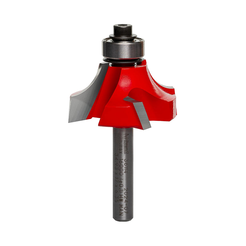 Freud 36-114: 3/8" Radius Beading Bit with 1/4" Shank | 5/8" Height, 4 Cutters, 16000 RPM, TiCo Hi-Density Carbide for Maximum Performance, For Decorative & Rounded Edges, 36-114