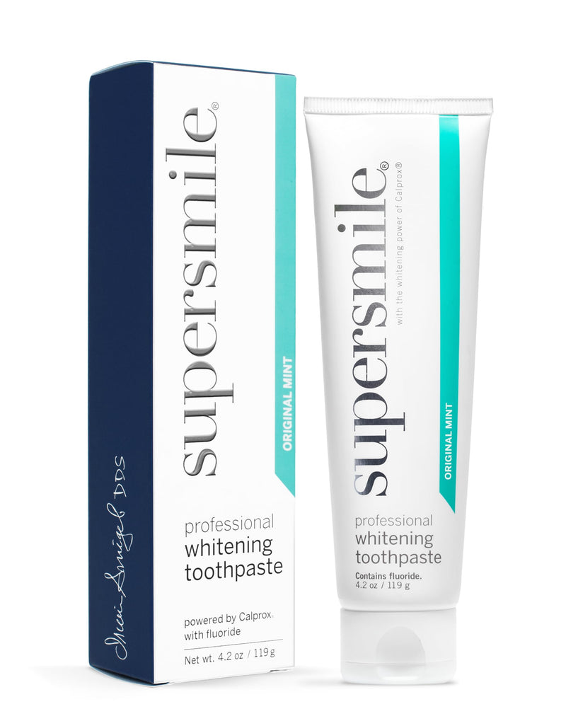 Supersmile Professional Whitening Toothpaste, 4.2 oz, Original Mint Toothpaste with Calprox® and Fluoride, Whitens 3 Shades After 1 Day, Tooth Stain Remover, Enamel Safe for Veneers & Bonding 4.2 Ounce (Pack of 1)