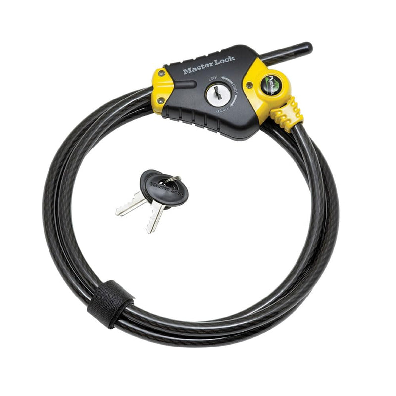 Master Lock Black and Yellow Python Cable Lock with Key, Outdoor Lock for Bikes, Trail Cameras, and Other Equipment, 6 Foot Long x 3/8-Inch Diameter, 8413DPF 6' x 3/8" diameter