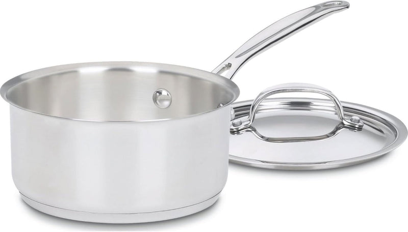 Cuisinart 1.5 Quart Sauce Pan with Cover, Stainless Steel Pot with Lid, Small Kitchen Pots, Dishwasher Safe, Compatible with Induction, Electric, Gas Cooktops, Oven Safe Saucepan, Cool Grip Handles 1.5-Quart 1.5 Quarts