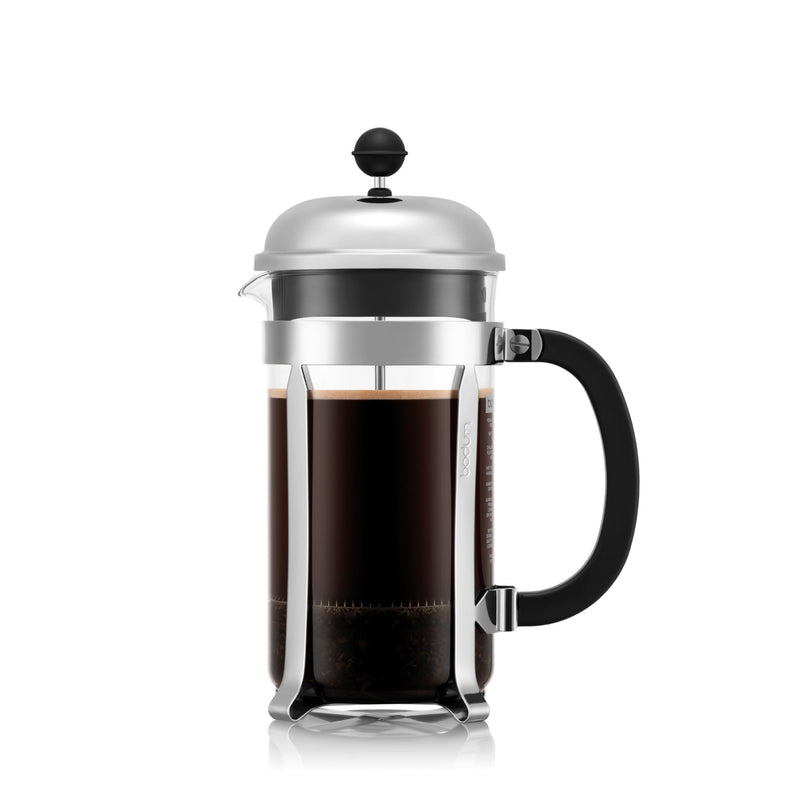 Bodum 34oz Chambord French Press Coffee Maker, High-Heat Borosilicate Glass, Polished Stainless Steel – Made in Portugal 34 oz