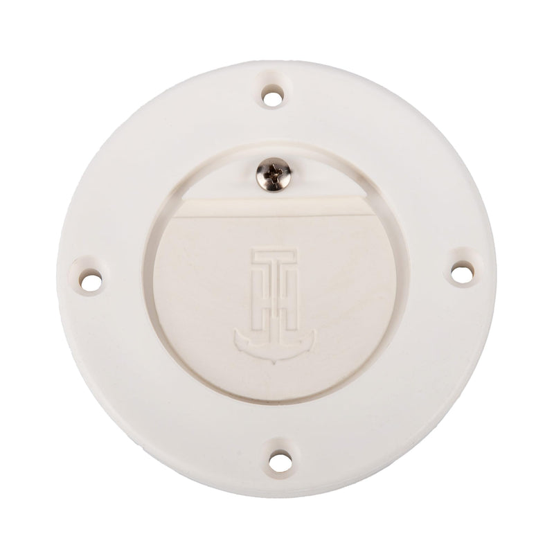 T-H Marine Flush Mount Scupper Valve Assembly - Flexible Thermo-Plastic Curl Proof Flapper for 1 to 1-1/4 Inch Drain Tubes or 1-1/2 Inch Thru Hull - Marine Deck Drainage - White