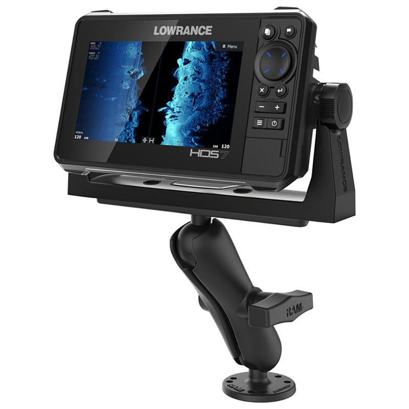 RAM Mounts Drill-Down Marine Electronic Mount RAM-111U with Medium Arm Compatible with Garmin, Humminbird, Lowrance + More