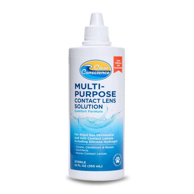 Cruelty-Free Contact Lens Solution 12oz - Multi Purpose Contact Solution & Contact Lens Cleaner - Eye Contact Solution, Sterile Isotonic Contact Lenses Solution by Clear Conscience 12 Fl Oz 1