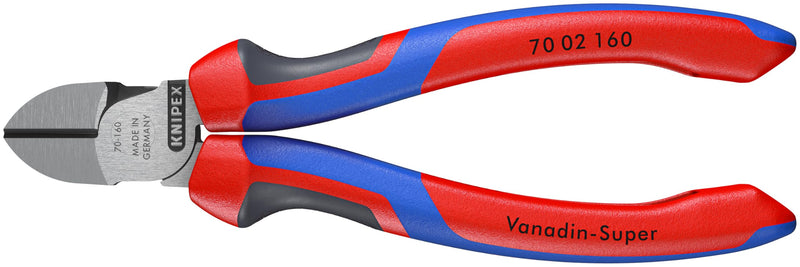KNIPEX 70 02 160 Comfort Grip Diagonal Cutters Multi-component Grips, Blue/Red 160mm atramentized Solid