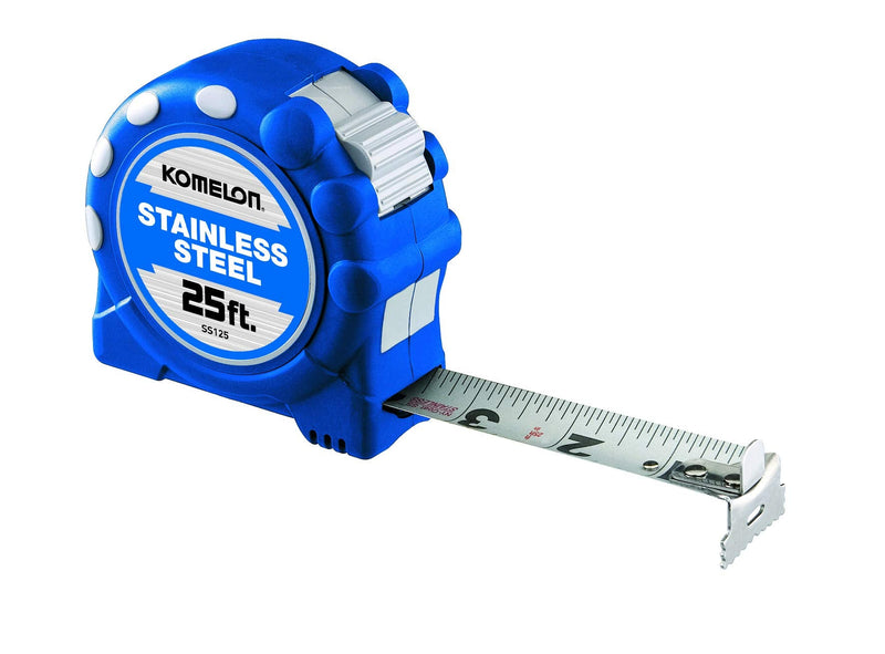 Komelon SS125 Gripper 25-Foot Stainless Steel Measuring Tape , Blue 7.6 m
