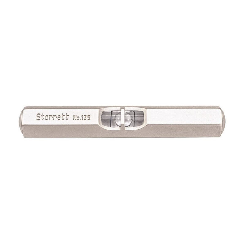 Starrett Pocket Level with Main Vial - Ideal for Machine Shop and Tool Room Use - 2-1/2" Length, Satin Nickel-Plated Finish, Hexagon Stock with Convex Ends - 135A 2-1/2"
