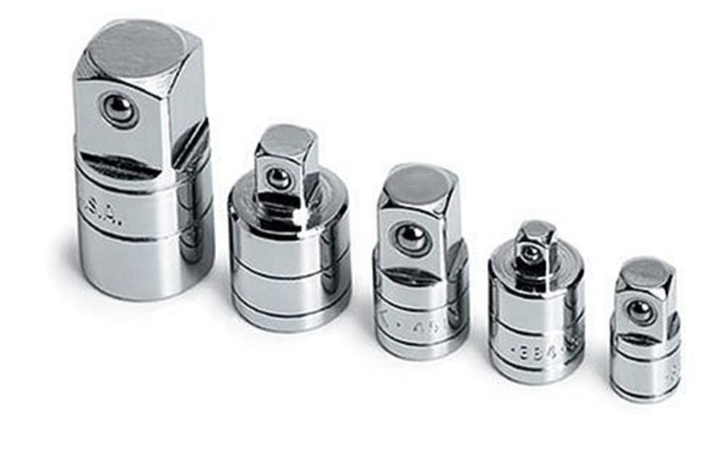 SK Tools USA, LLC , 4506, SK Attachments and Sets, Female and Male Drive Adapter Set, 1/4 Inch to 1/2 Inch, SuperKrome Finish , 5 Piece