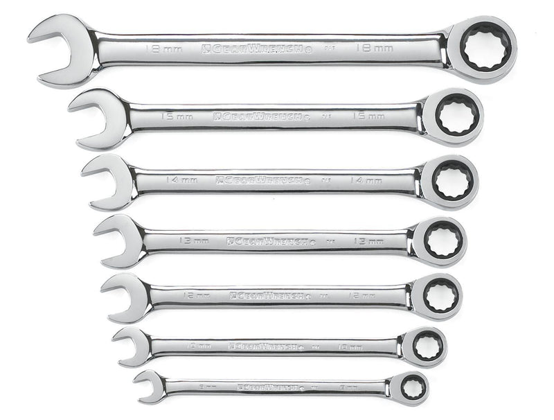 GEARWRENCH 7 Pc. 12 Pt. Ratcheting Combination Wrench Set, Metric - 9417 GearWrench 9417 7 Piece Metric