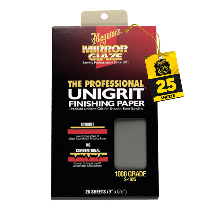 Meguiar's S1025 Mirror Glaze 1000 Grit Unigrit Finishing Paper -25 Sheets