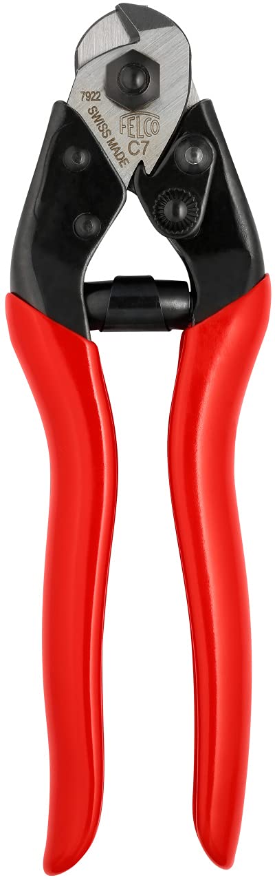 FELCO C7 Swiss Made Cable Cutters – One-Hand Wire Cutters for Bike Brake Lines, Fencing & Electrical Work | Compact Hand Tool with Triangular Hardened Steel Blades, Non-Slip Grip, No-Fray, 7mm F C7